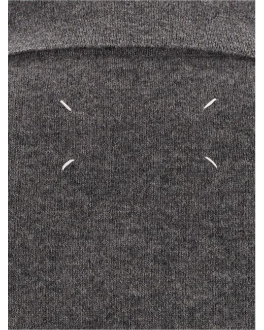 Maison Margiela Gray Draped Collar Wool Polo Sweater