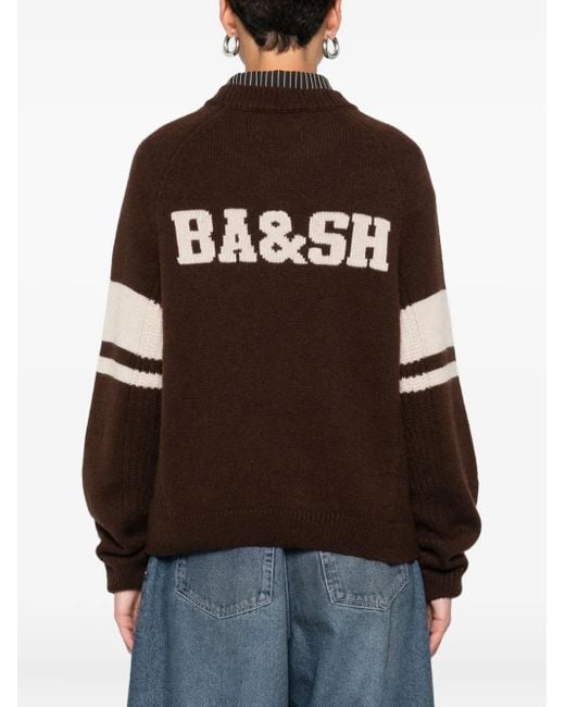 Ba&sh Brown Pullover mit Nummern-Intarsie