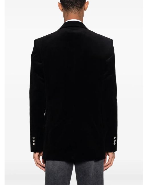 Balmain Black Double-Breasted Corduroy Blazer for men