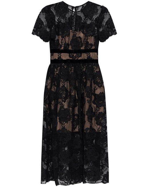 Self-Portrait Black Lace Midi Dress