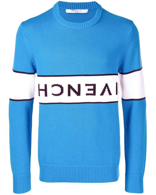 Givenchy Blue Reverse Logo Sweater for men