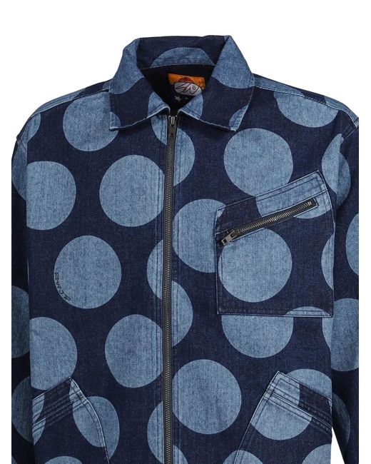 SWJP Blue Polka-Dot Denim Jacket for men
