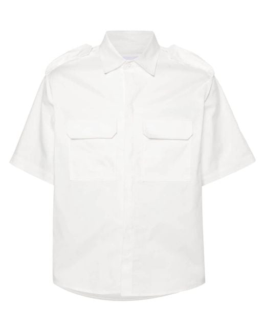 Neil Barrett Popeline Overhemd Met Korte Mouwen in het White voor heren