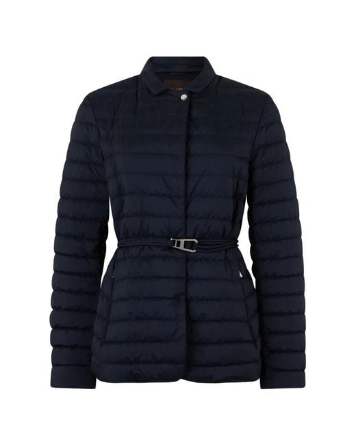 Moorer Blue Quilted Belted Puffer Jacket