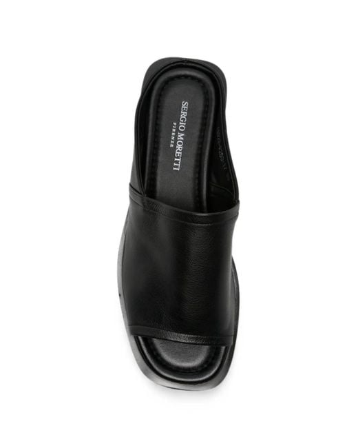 SERGIO MORETTI FIRENZE Black Open-Toe Leather Sandals