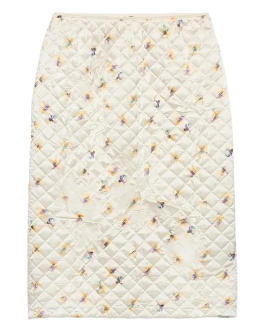 Prada Natural Floral Quilted Short Skirt