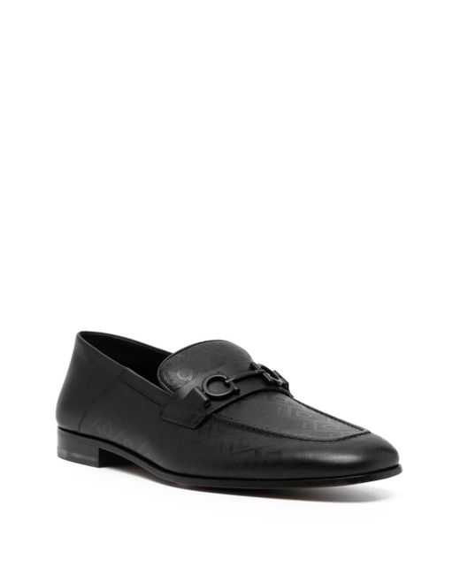 Ferragamo Black Gancini-Ornament Loafers for men
