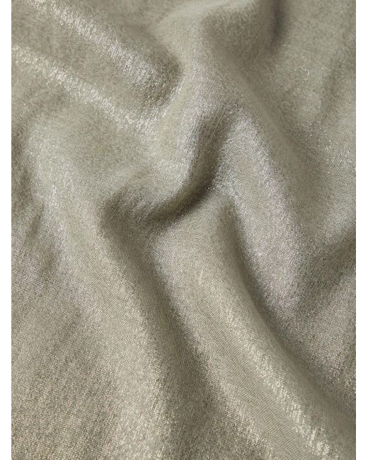 Brunello Cucinelli Gray Frayed-edge Cashmere-blend Scarf