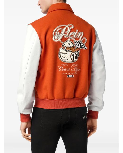 Philipp Plein Orange Veste Bomber Coster College Pp Ducks for men