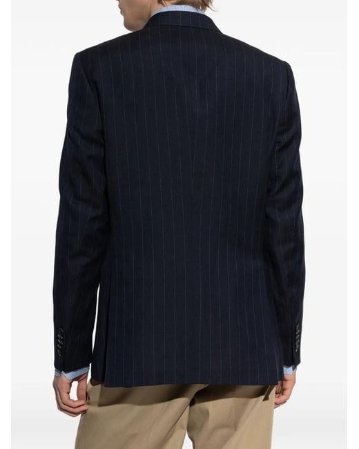 Paul Smith Blue Pinstripe-Pattern Double-Breasted Blazer for men