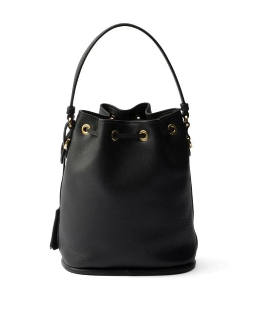 Prada Black Mini Leather Bucket Bag
