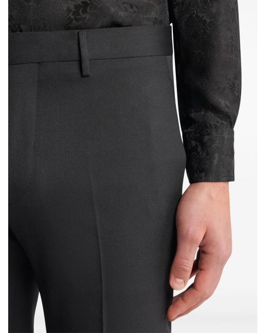 Etro Black Slim-Fit Trousers With Silk Details for men