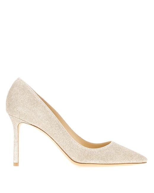 Zapatos Romy con tacón de 85 mm Jimmy Choo de color White