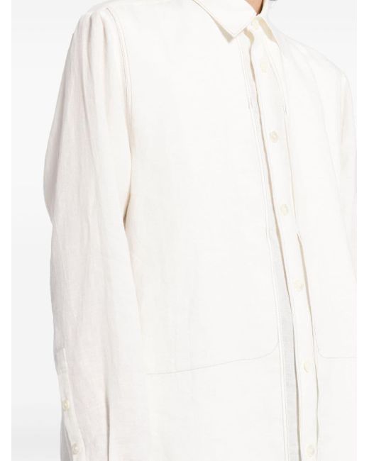 Chemise en lin à col classique Yohji Yamamoto pour homme en coloris White