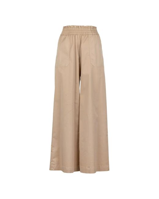 Via Masini 80 Natural Elastic-Waistband Trousers