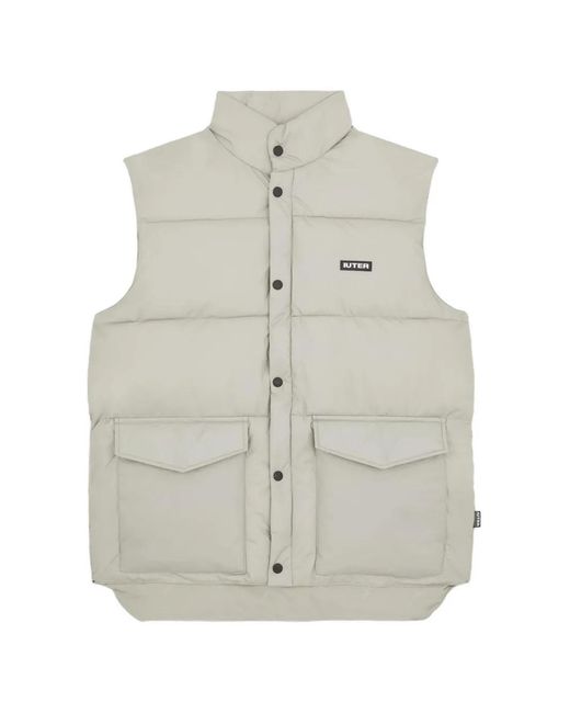 Iuter Gray Button-Up Puff Vest for men