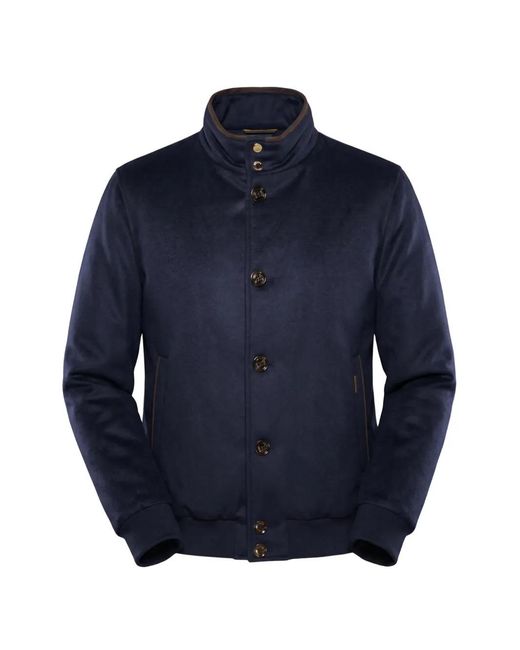 Moorer Blue Cashmere Bomber Jacket for men