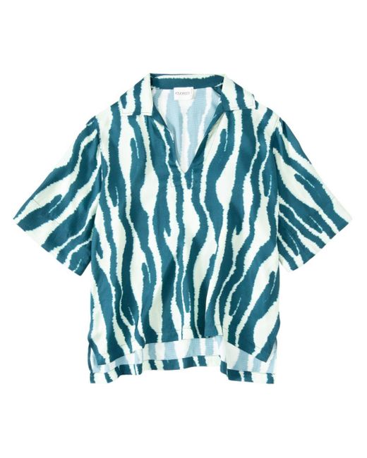 Closed Blue Abstract-print Short-sleeve Tunic