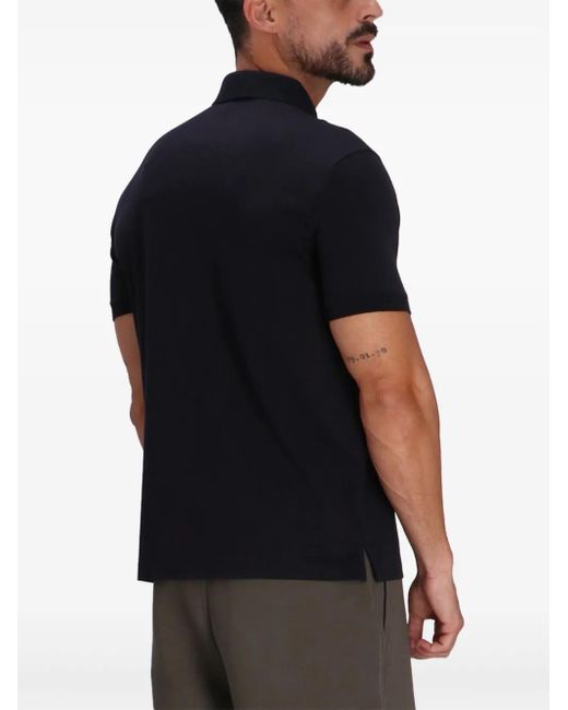 Emporio Armani Black Front-Zipped Polo Shirt for men