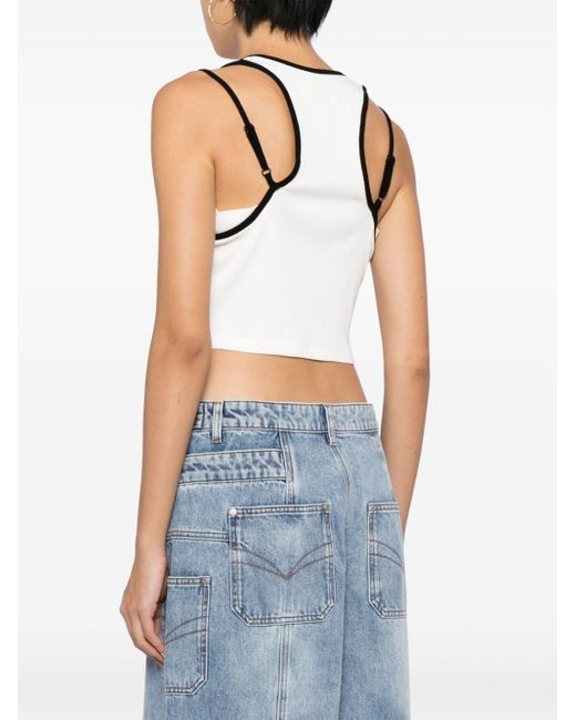 Feng Chen Wang White Logo-embroidered Cropped Top