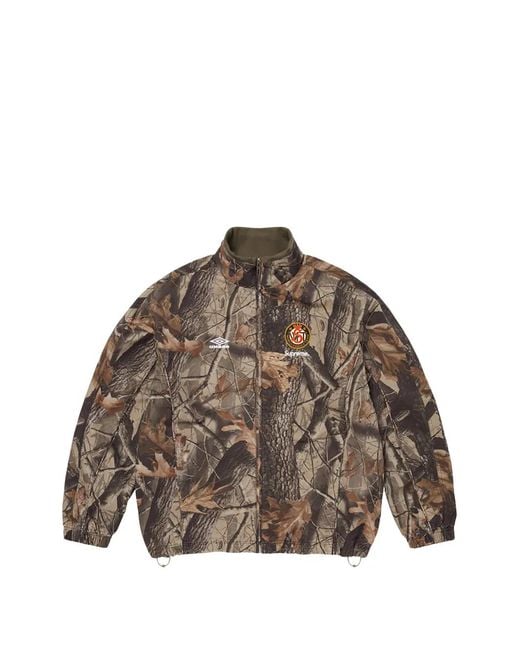 Supreme Brown X Umbro Zip-Up Camo-Pattern Cotton Track Jacket for men