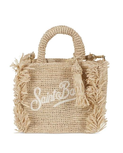 Mc2 Saint Barth Natural Mini Vanity Fringed Raffia Tote Bag