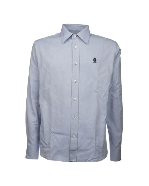 Prada Blue Logo-Embroidered Button-Down Shirt for men