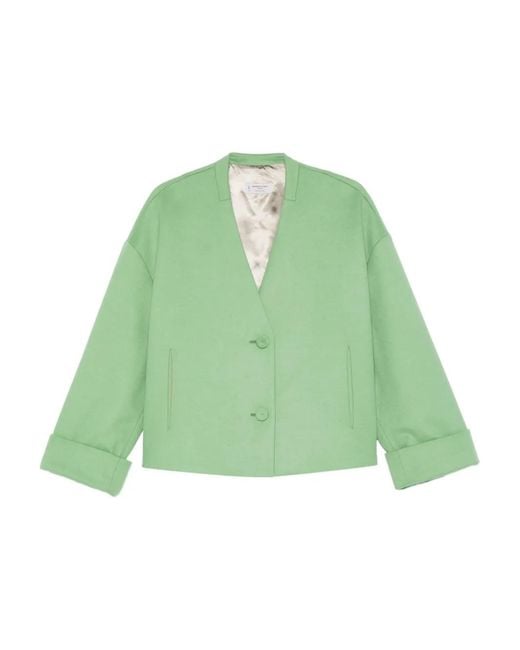 Alberto Biani Green Buttoned Cropped Jacket