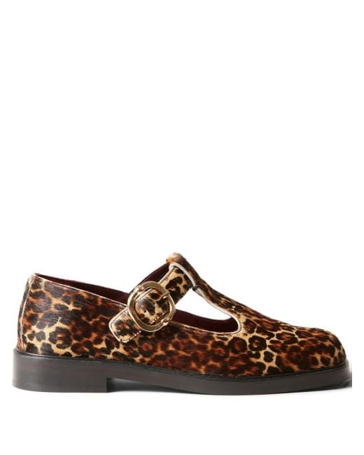 Claudie Pierlot Brown Leopard-Print Buckle Shoes