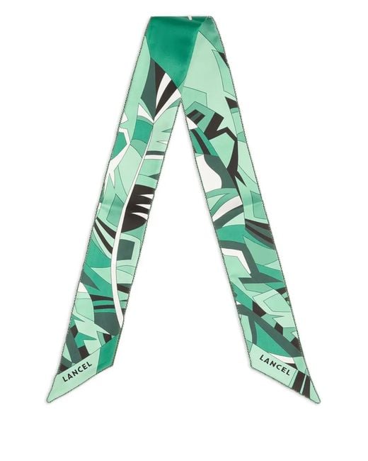Lancel Green Arabesque-Motif Silk Headband