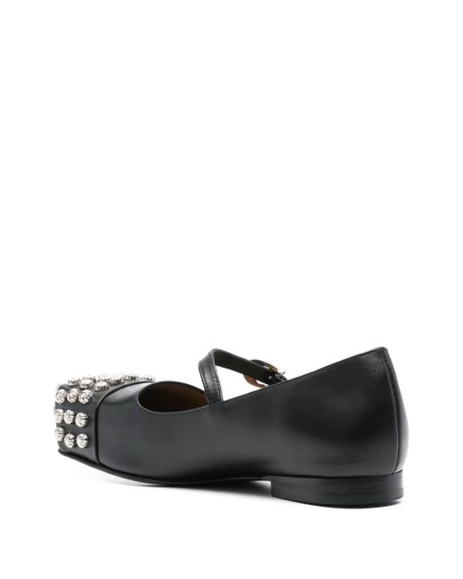 Toga Black Stud-Detail Ballet Flats