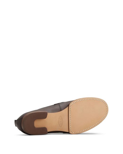 Tod's Brown Logo-debossed Leather Loafers for men