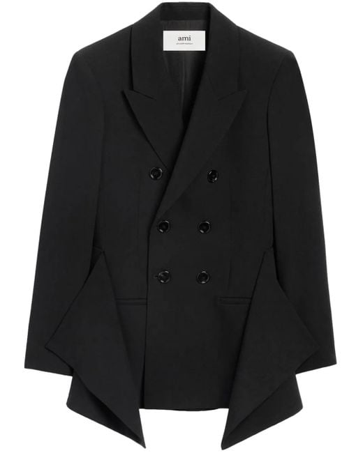 Blazer Con Panel Drapeado AMI de color Black