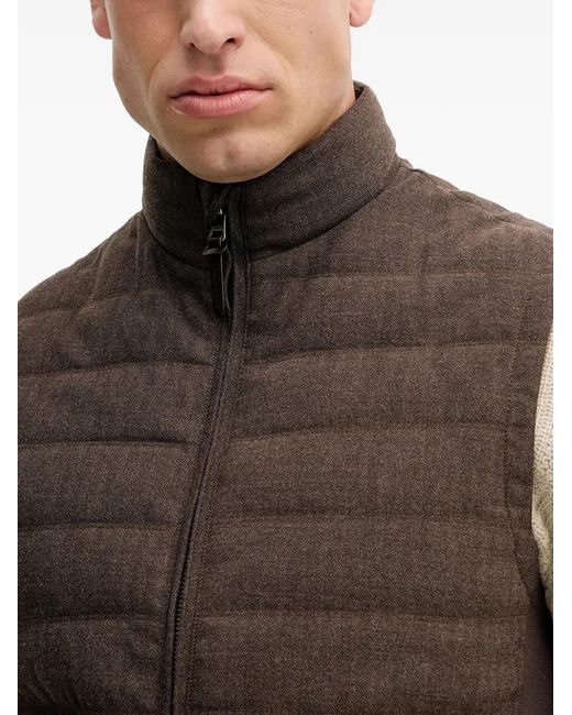 Hackett Brown Quilted Zip-Fastening Gilet for men