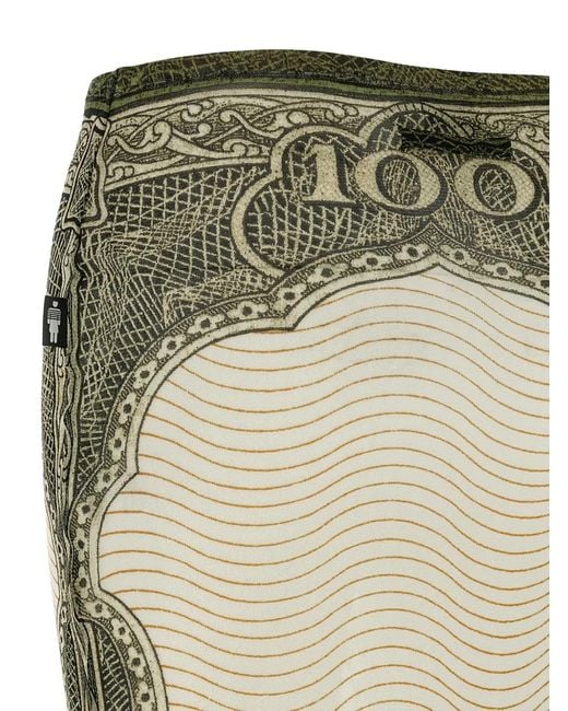 Jean Paul Gaultier Green Pencil Midi Skirt With Vintage Banknote Print