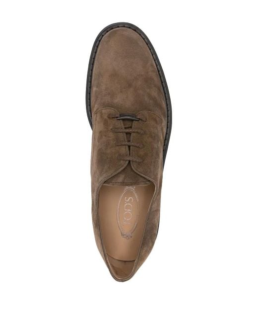 Tod's Brown Suede Derby Shoes for men