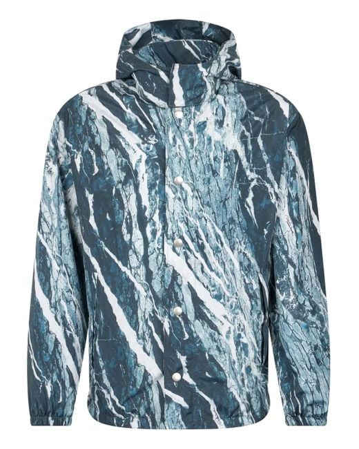 Roberto Cavalli Blue Marble-Print Bomber Jacket for men