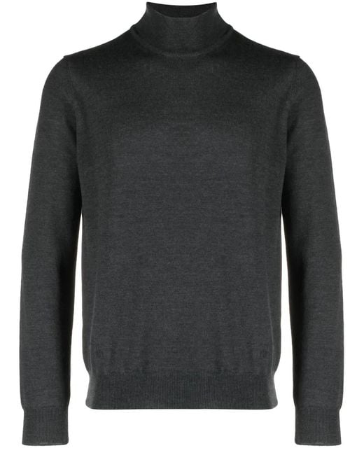 Corneliani Black Roll-Neck Virgin Wool Jumper for men