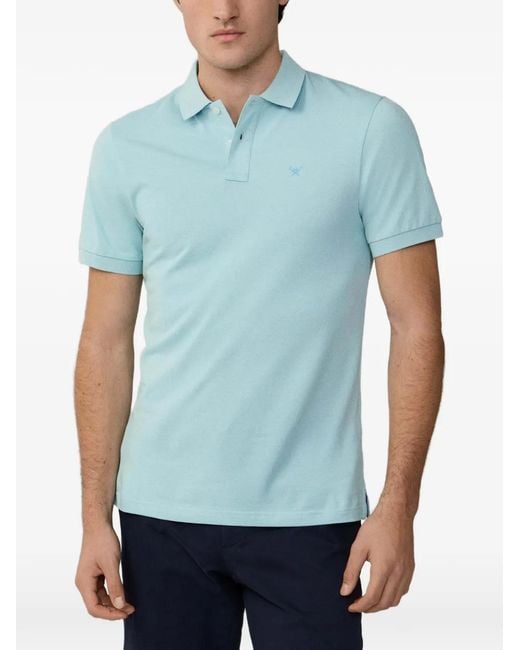 Hackett Blue Logo-Embroidered Polo Shirt for men