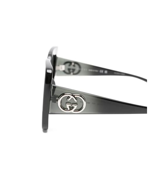 Gucci Gray Interlocking G Square-Frame Sunglasses