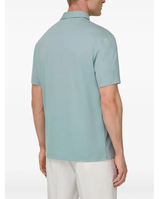 Boggi Blue Half-Button Polo Shirt for men