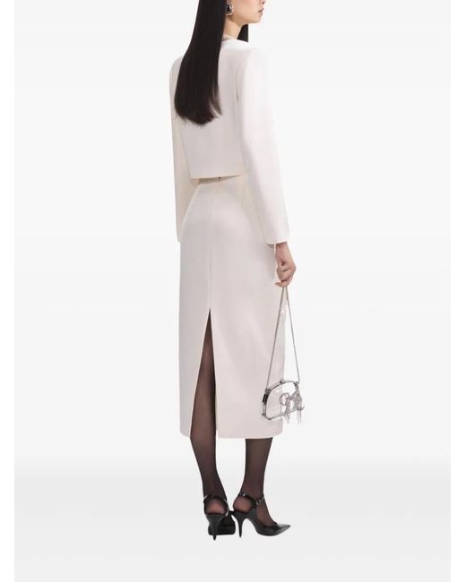 Self-Portrait White Floral-Appliqué Skirt
