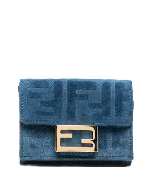 Fendi Blue Portefeuille À Plaque Logo Ff