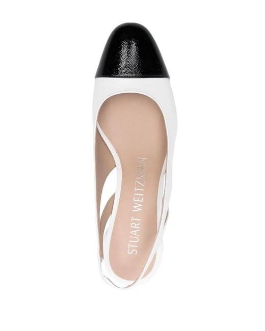 Stuart Weitzman White Sleek Slingback 60Mm Leather Pumps