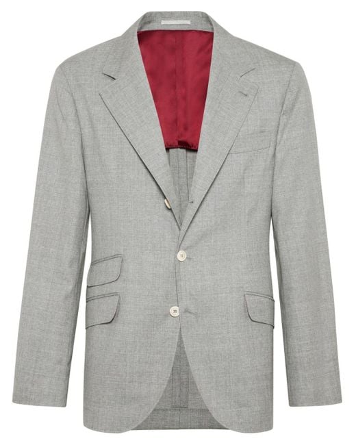Brunello Cucinelli Single-breasted wool blazer in Gray für Herren