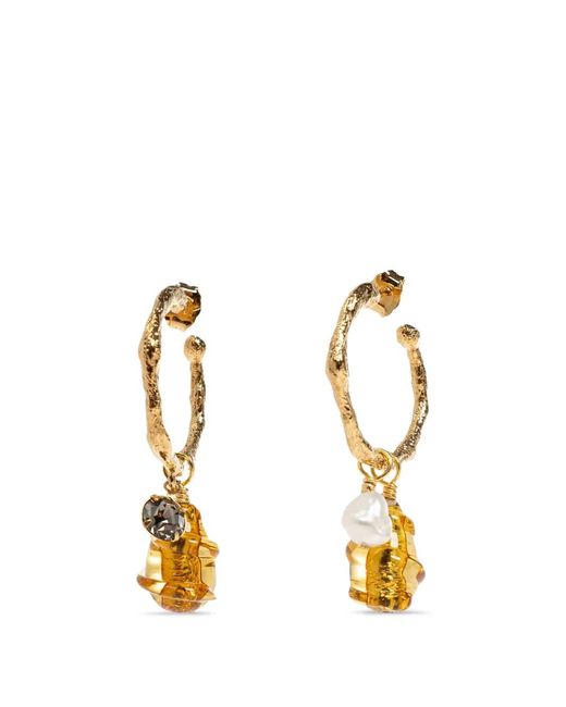 Forte_forte Metallic Pearl-Embellished Hoop Earrings