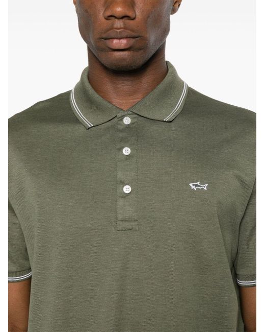 Paul & Shark Green Logo-appliqué Polo Shirt for men