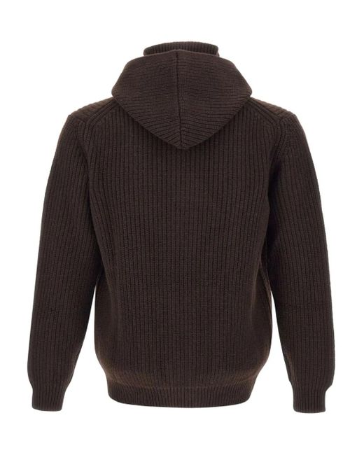 FILIPPO DE LAURENTIIS Gray Hooded Ribbed Cardigan for men