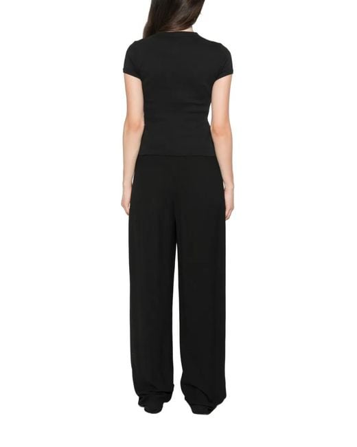 Saint Laurent Black Cassandre-Embroidered T-Shirt