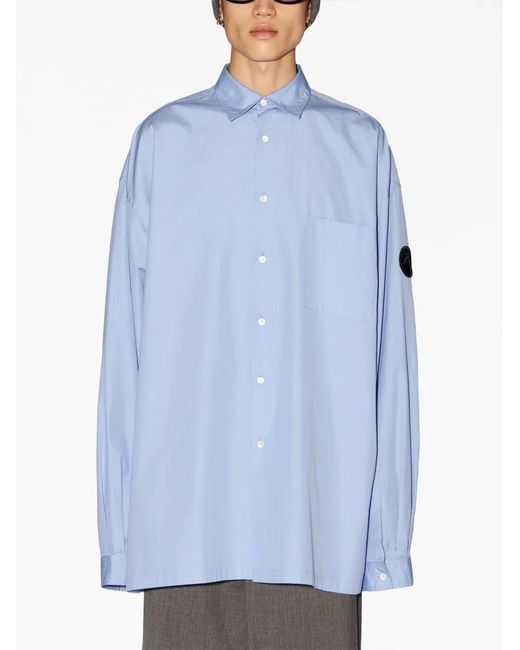 Ambush Blue Logo-Patch Button-Up Shirt for men